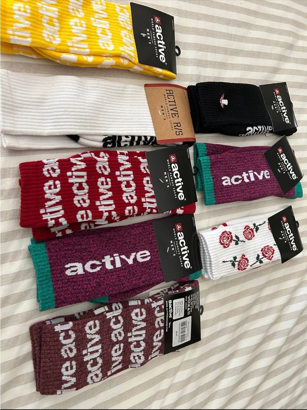 Active USA Maroon and White Logo Crew Socks - Picture 3 of 8